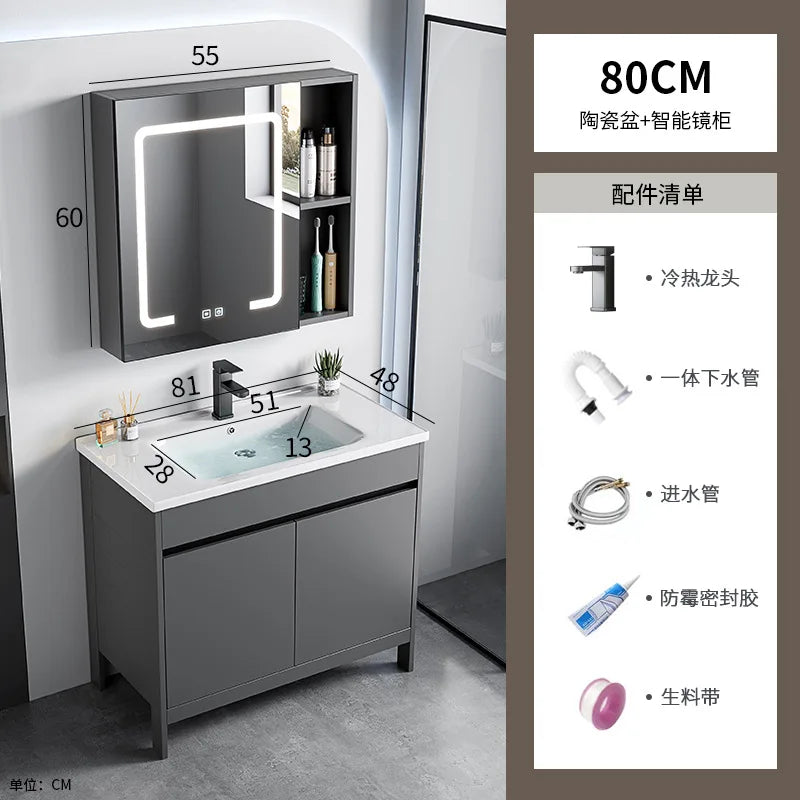 bathroom cabinet Combination bathroom Ceramic integrated double basin Deepening face washstand Customizable