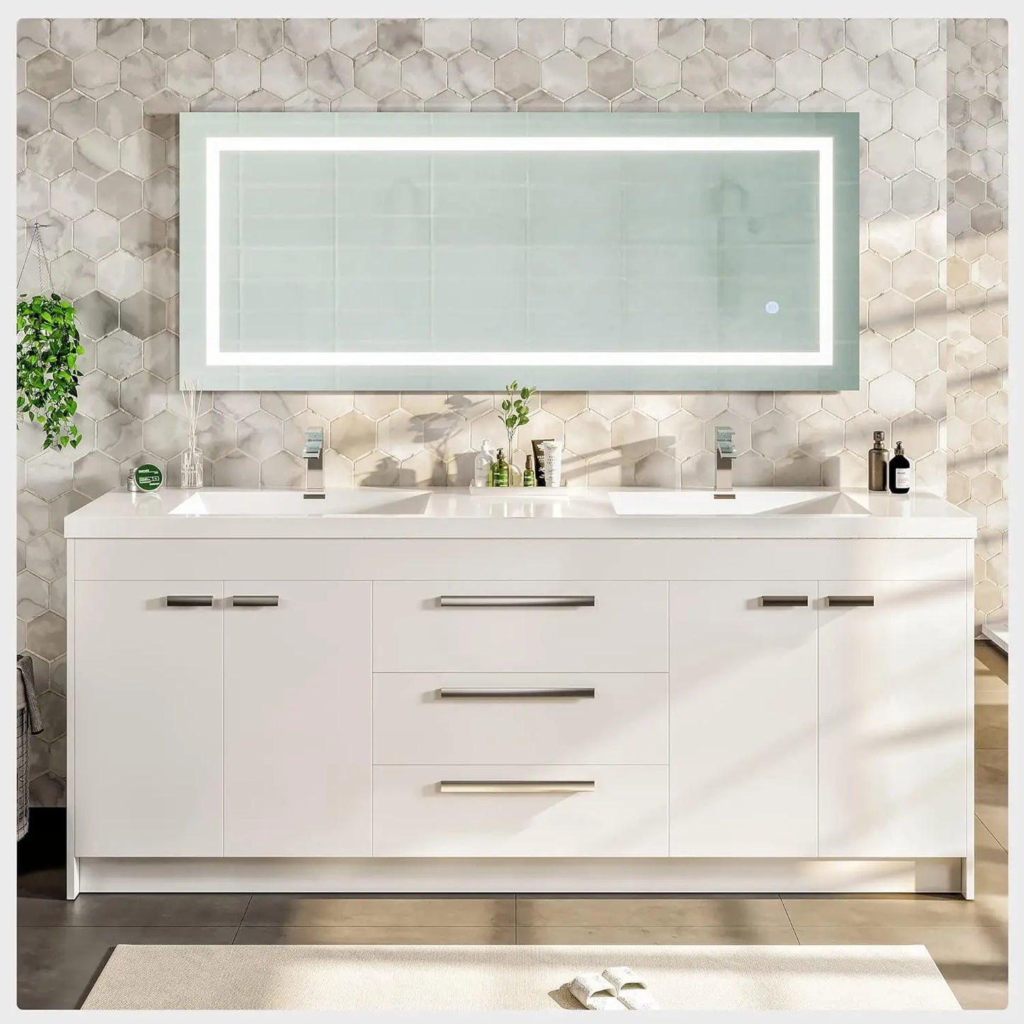 Modern Luxury Bathroom Vanity Sink Wash Basin Set Customizable Floor-Standing Luxury Bathroom Cabinet Smart for Apartment Use