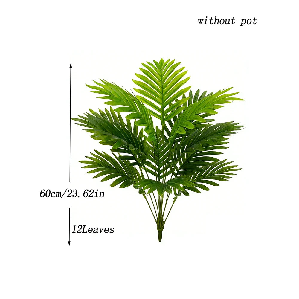 60-80cm Tall Artificial Palm Tree Fake Monstera Plants Branch Plastic Maranta Leafs Faux Coconut Leaves For Home Indoor Decor