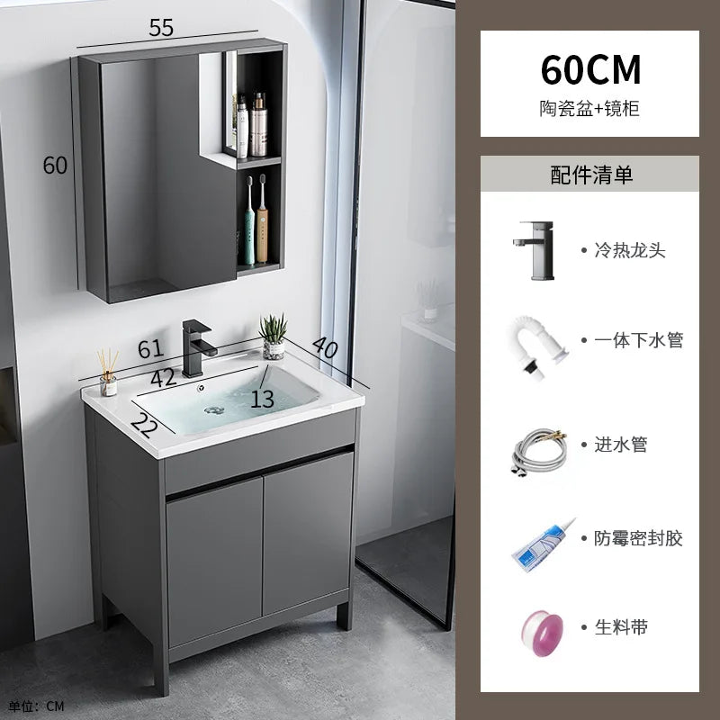 bathroom cabinet Combination bathroom Ceramic integrated double basin Deepening face washstand Customizable