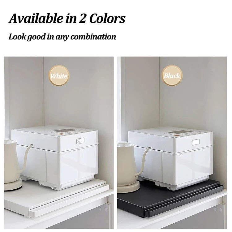 Kitchen Microwave Drawer Storage Rack Oven Tableware Bottom Pull-out Storage Shelf Partition Holders Kitchenware Organizer