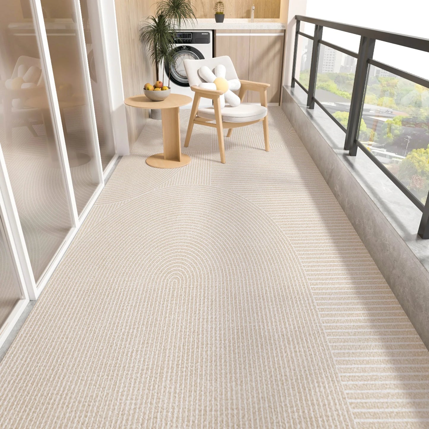 Balcony Floor Mat Pvc Leather Carpet Waterproof Non-slip Foot Mats Long Strip Big Size Rug Japanese Striped Home Decoration Rugs
