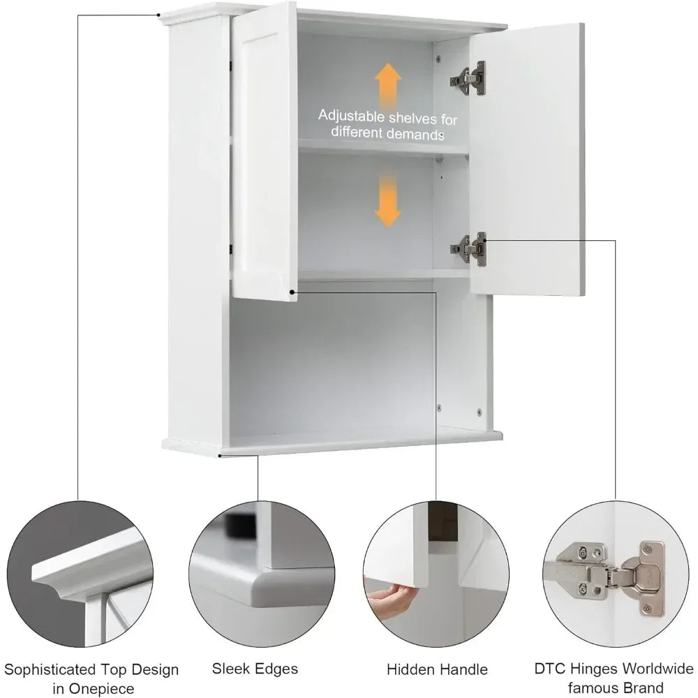 Hot-sellingwooden over-the-toilet wall cabinet with mdf material, 23x29", buffering hinges, and adjustable shelves