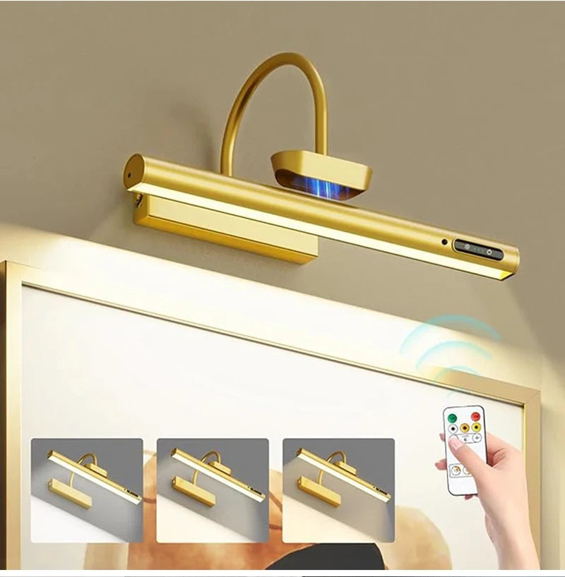4000mAH Picture Wall Lamp LED Wireless Wall Light Tricolor Dimmable With Remote Art Display Rechargeable Battery Operated