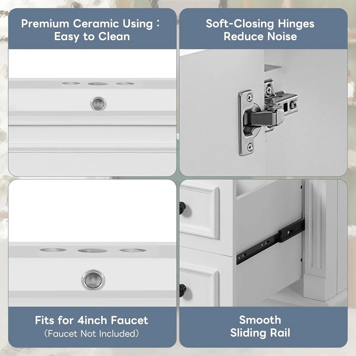 30" Bathroom Vanity with Sink Modern Storage Cabinet Single Sink Door Two Drawers Solid Wood Frame, Customized