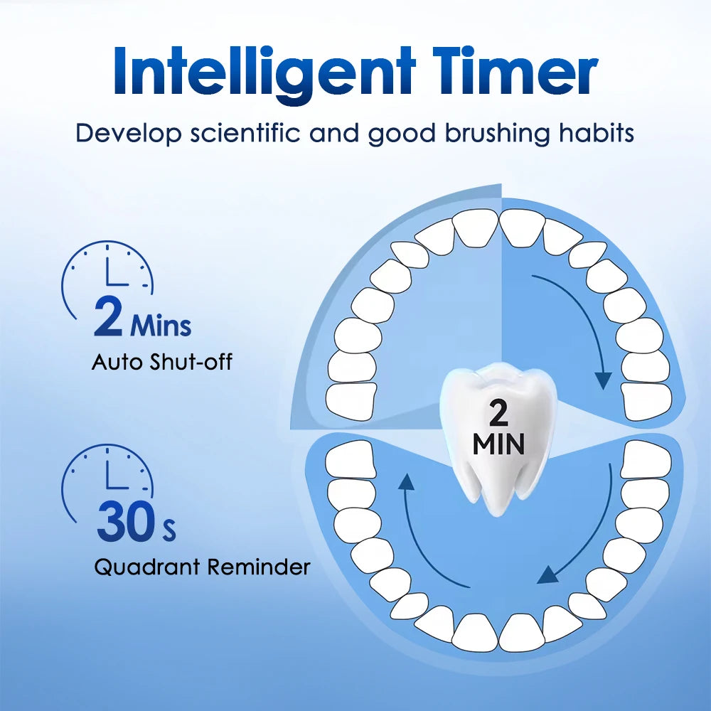 3D Rotating Electric Toothbrush 5 Modes USB Fast Rechargeable Rotary Electric Toothbrush with Travel Case 4 Brush Heads