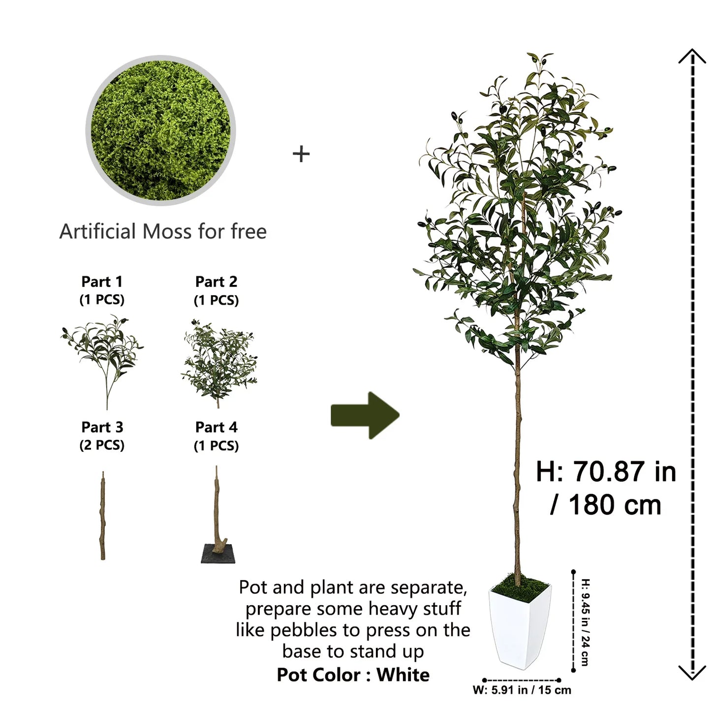 120-180CM Artificial Olive Tree Branch Without Pot Modern Minimalist Fake Plant for Home garden Living Room Balcony shops Decor
