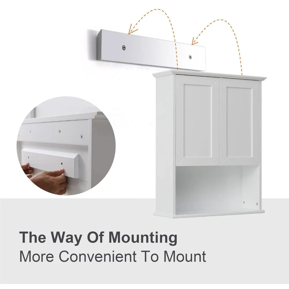 Hot-sellingwooden over-the-toilet wall cabinet with mdf material, 23x29", buffering hinges, and adjustable shelves