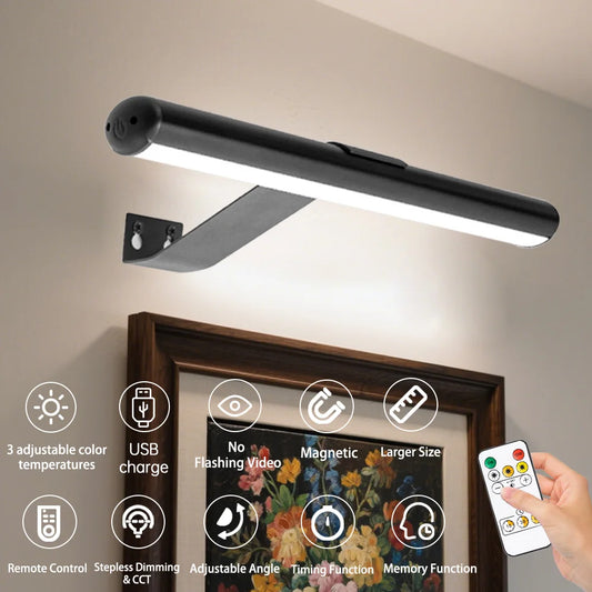 3600mAh Painting Picture Light Magnetic Touch Night Light Portrait With Remote Living Room Wireless Wall Lamp 3 Colors Dimming