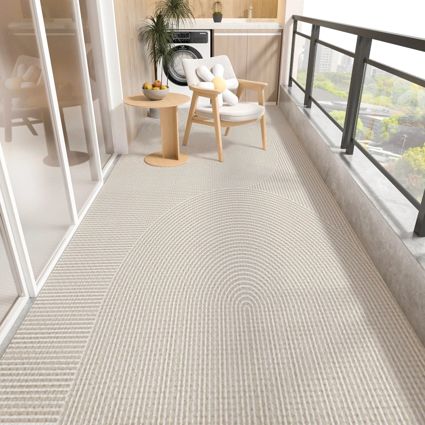 Balcony Floor Mat Pvc Leather Carpet Waterproof Non-slip Foot Mats Long Strip Big Size Rug Japanese Striped Home Decoration Rugs
