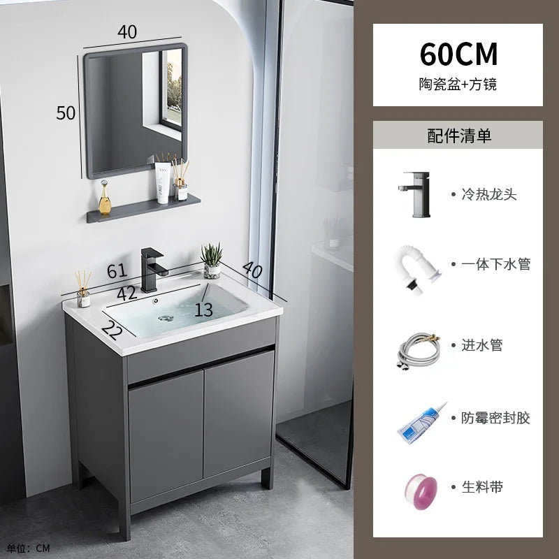 bathroom cabinet Combination bathroom Ceramic integrated double basin Deepening face washstand Customizable
