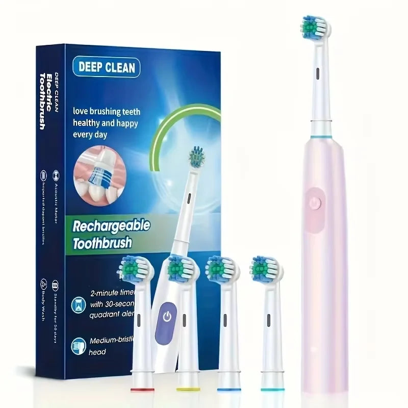 Intelligent Rotating Electric Toothbrush, Rechargeable Rotary Toothbrush Compatible with Oral B Replacement Electric Brush Heads