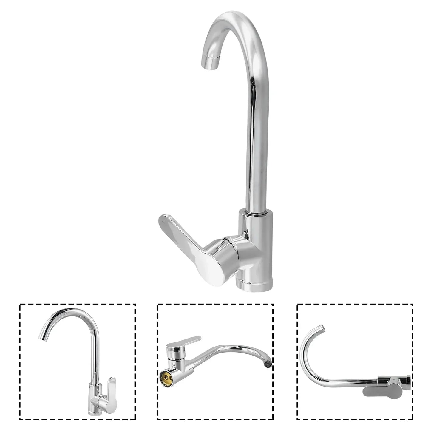 Kitchen Bathroom  Faucet Polished  Chrome Plated  Swivel Basin  Sink Cold Hot Mixer Water Tap Deck Mounted Bathroom Faucet