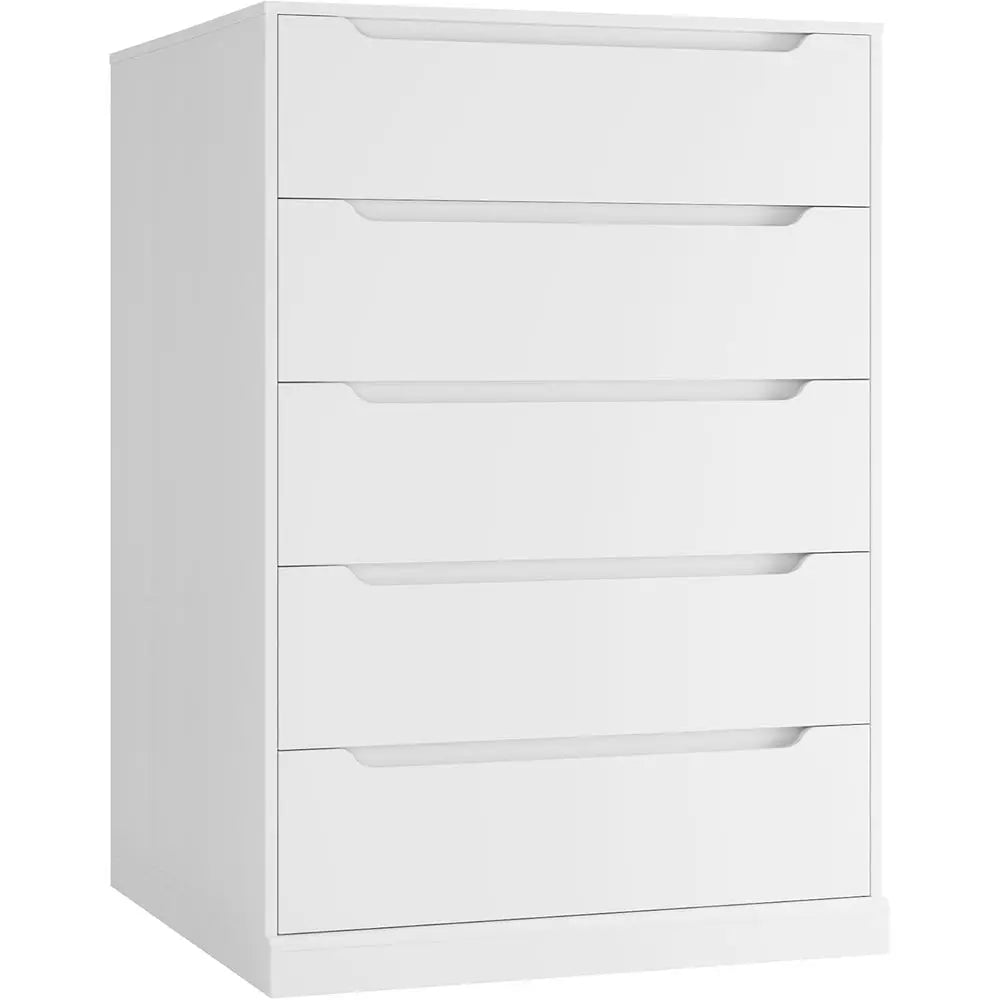 Bedroom Tall Chest with Storage, Large Wood Organizer, Accent Cabinet for Living Room, Hallway, Classic White