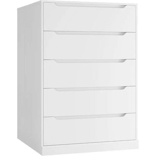 Bedroom Tall Chest with Storage, Large Wood Organizer, Accent Cabinet for Living Room, Hallway, Classic White