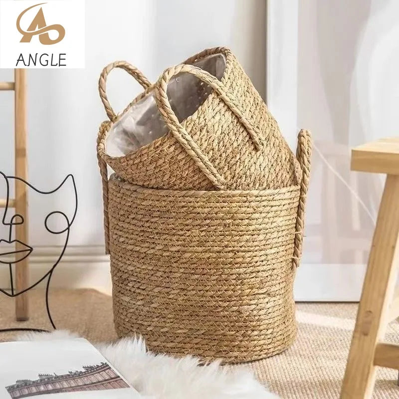 Natural Wicker Planter Basket  Flower Pot Rattan Straw Flower Basket For  Home Garden Decoration 20/25/30CM