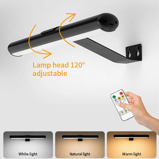 3600mAh LED Wall Light with Magnetic Suction Rechargeable Remote Control Three-Color Stepless Dimming Mirror Front Design