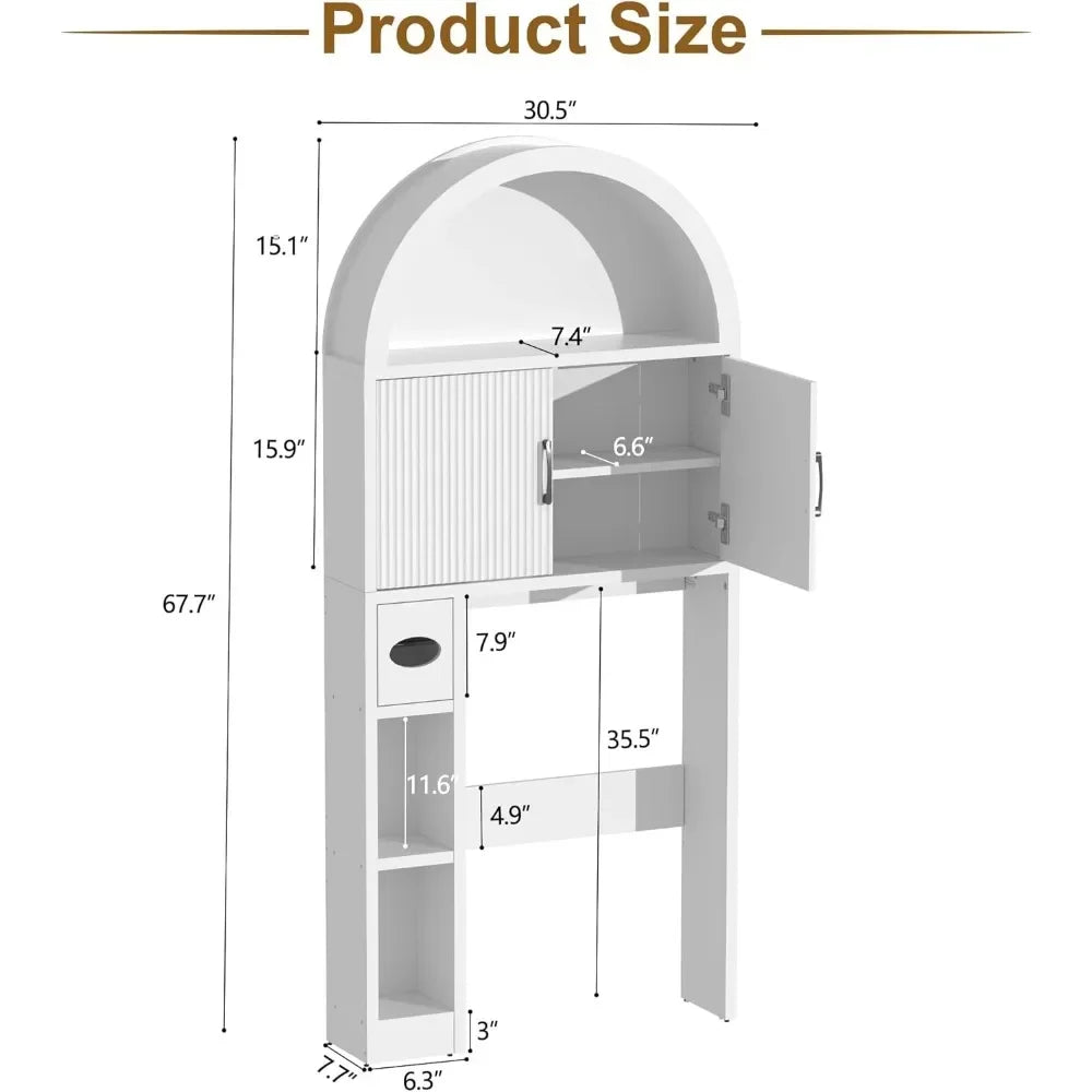 Bestseller"freestanding toilet-top storage cabinet with adjustable shelves and anti-tip feature, arched design"