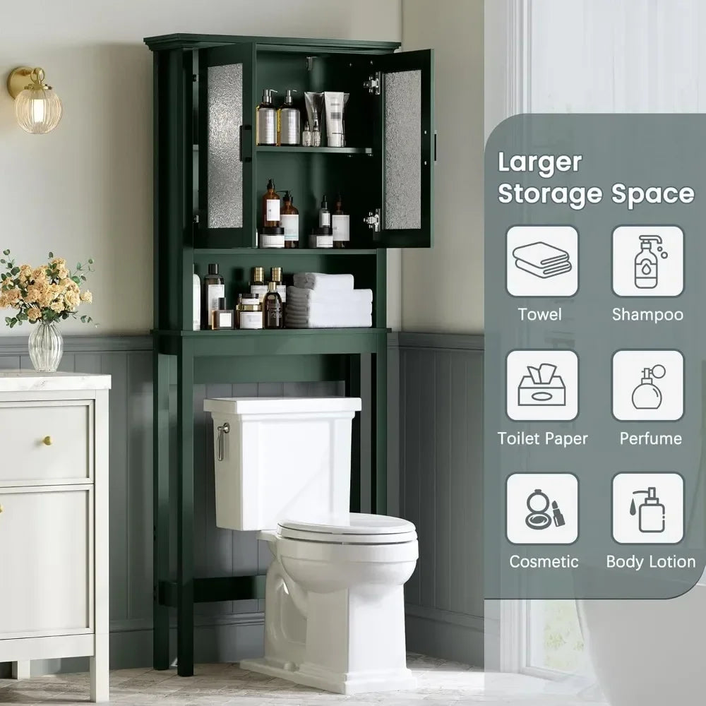 Bestsellerover the toilet storage cabinet, over toilet storage with glass doors and adjustable shelf, thicken frame above the to