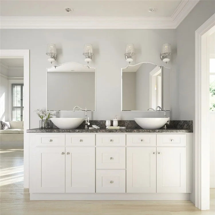 Luxury modern modular bathroom cabinet with smart mirror ceramic basin, wall-mounted vanity, eco-friendly