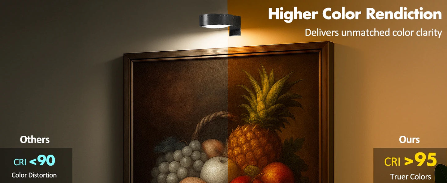 Battery Operated Picture Light Magnetic Led Painting Light with Remote Dimmable Timer 3 Lighting Modes Art Display Light Black