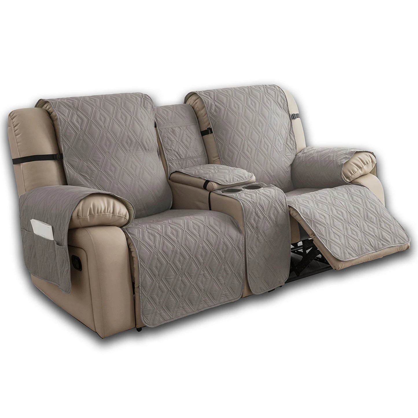 Recliner Slipcover With Center Console 100% Waterproof Pet Cover For Recliner With Straps For Bedroom Office Home Decor