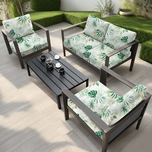 New Cross Border Set Outdoor Printed Sofa Cushion Cover Elastic Durable Milk Silk Fabric Single Seat Slipcover For Patio Garden