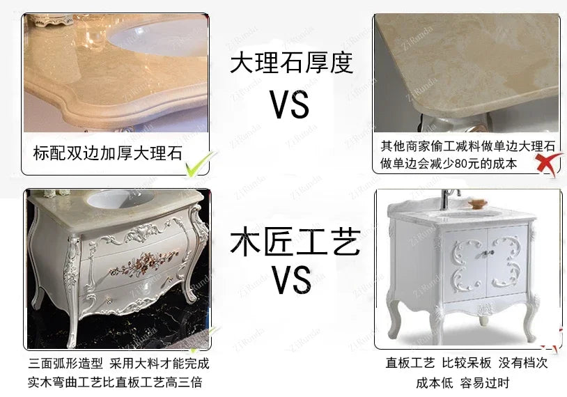 ~New Curved European Bathroom Cabinet Antique Washbasin Oak Combination Bathroom Double Basin Wash Basin Washstand