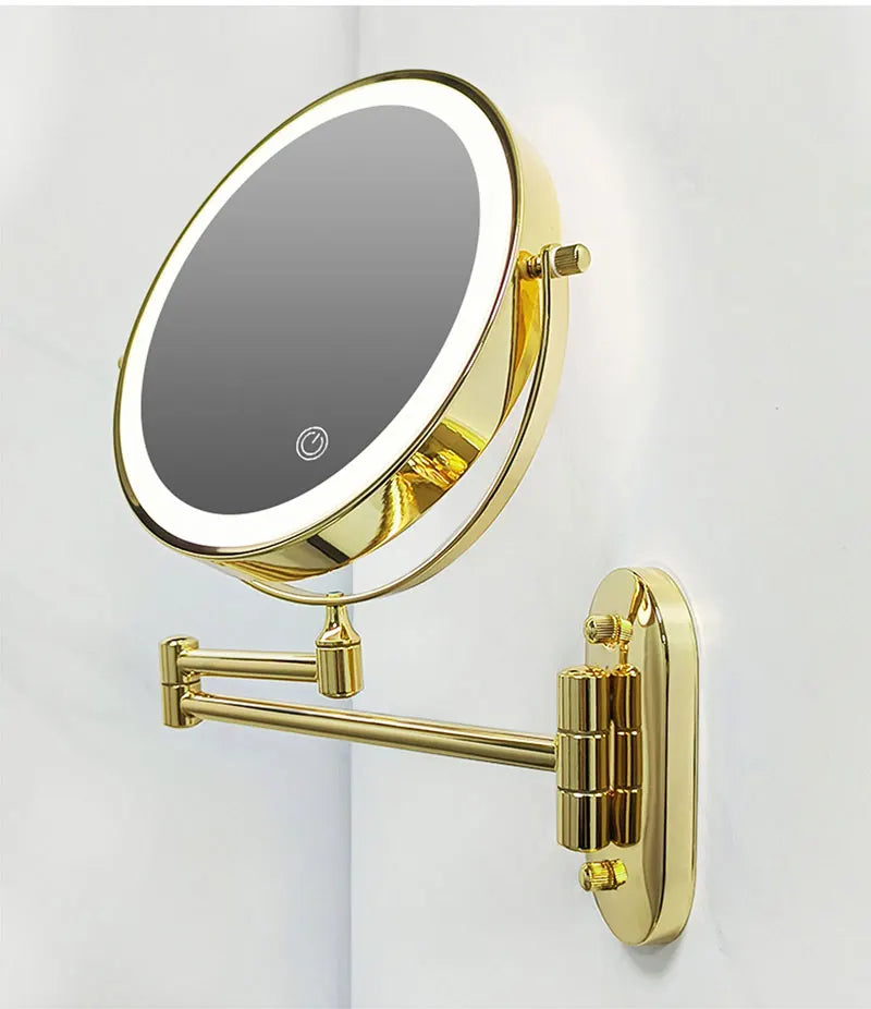 8 inch Makeup Mirror Matte Gold 3x/5x/7x/10x Magnifying Double Side USB Charging Bathroom 3 color light Cosmetic Mirrors