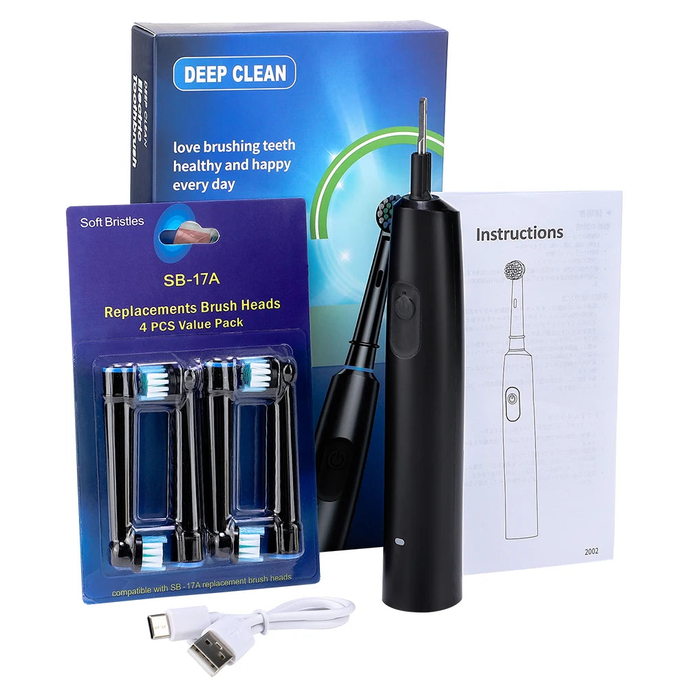 Intelligent Rotating Electric Toothbrush, Rechargeable Rotary Toothbrush Compatible with Oral B Replacement Electric Brush Heads