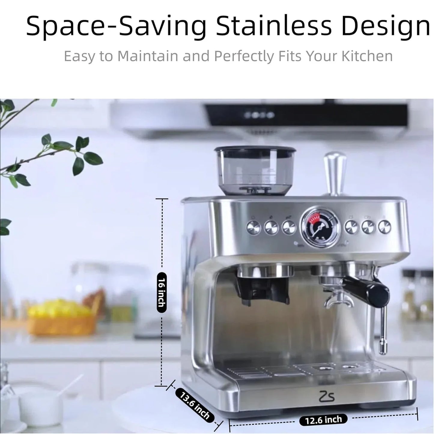Espresso Machine with Grinder 20 Bar Semi-Automatic Coffee Maker PID Control Milk Frother Steam Wand 95Oz Water Tank for Home