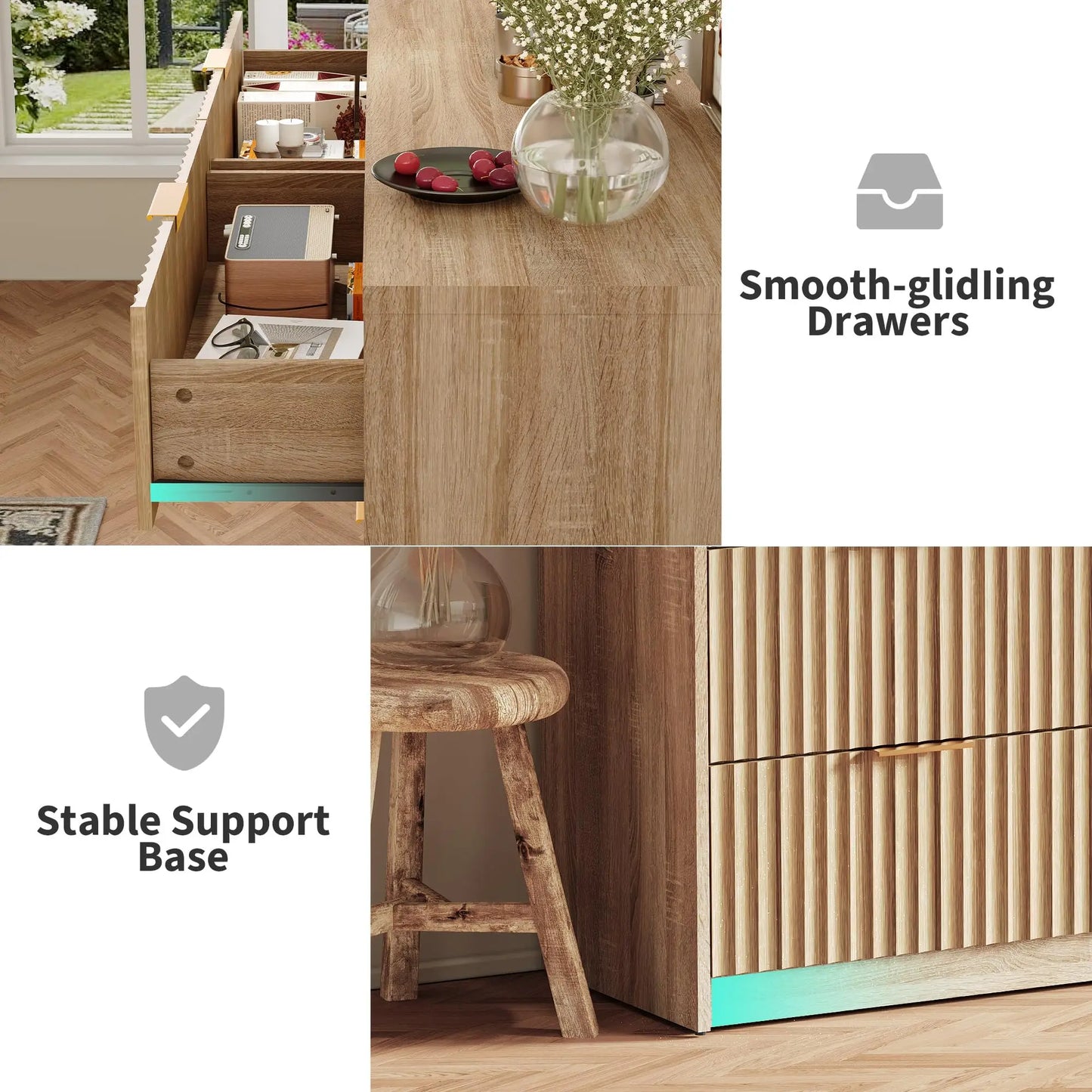 Fluted 8-Drawer Dresser With Wall Anchor, Anti-Tip Modern Chest Of Drawers, Double Dresser For Bedroom, Living Room, Entryway