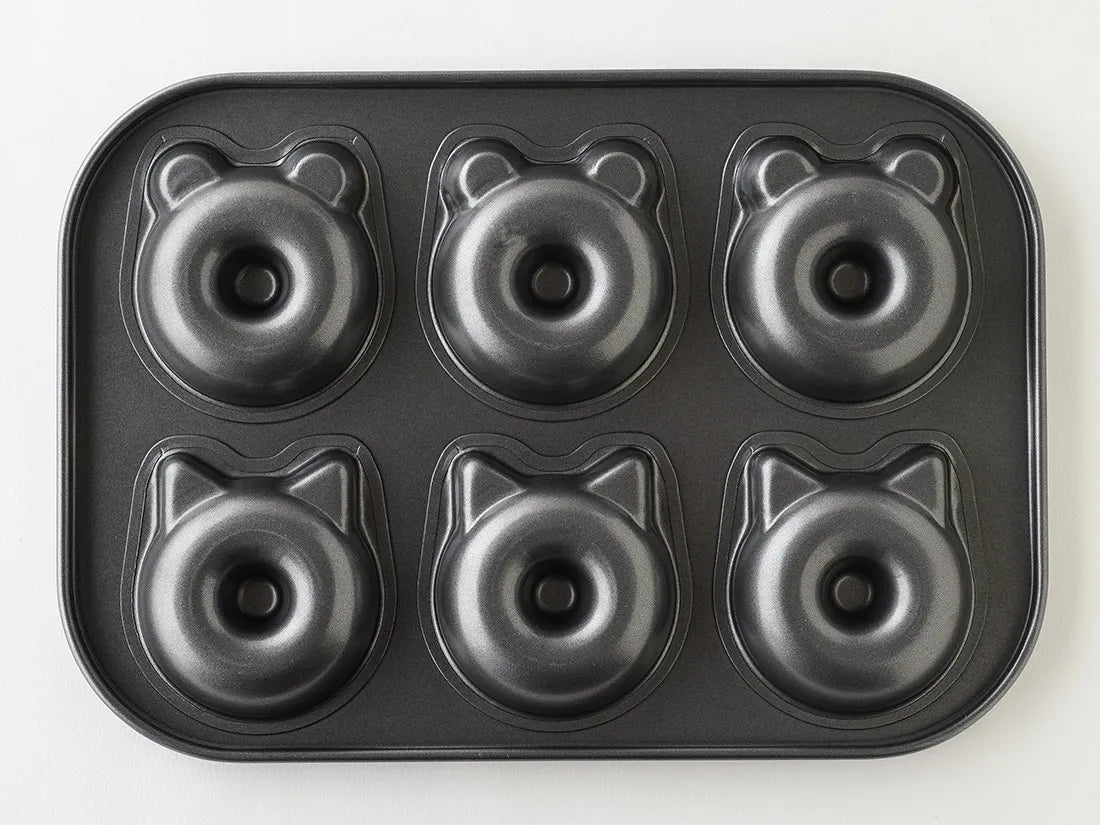 Donut Baking Pan Cat & Bear-Shaped Non-Stick Carbon Steel Doughnut Mold Muffin Cake Pan for Dessert Pastry DIY Kitchen Accessory