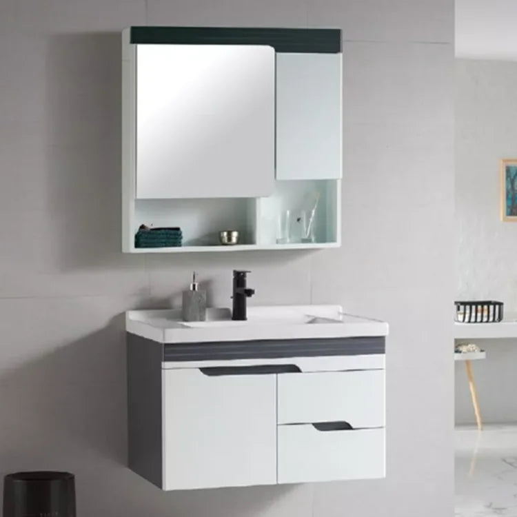 Factory Suppliers Small PVC Bathroom Vanity Set with Single Sink Cabinet