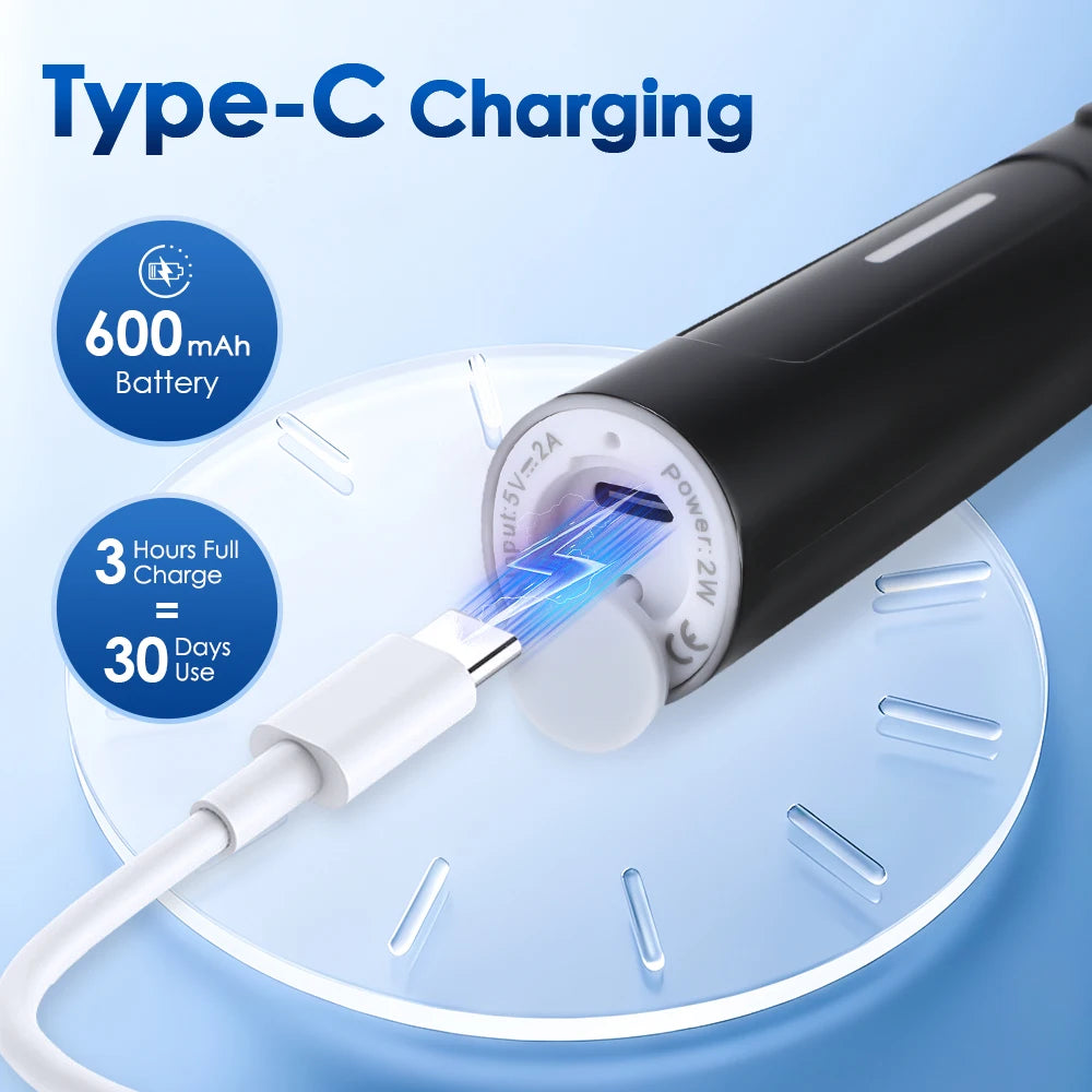 3D Rotating Electric Toothbrush 5 Modes USB Fast Rechargeable Rotary Electric Toothbrush with Travel Case 4 Brush Heads