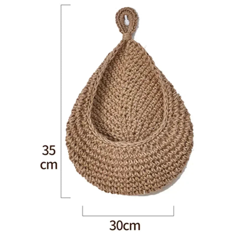 Handwoven Hanging Wall Fruit Vegetable Basket Organizer Container Decor for Kitchen Garden Mount Wall Flower Plant Onion Storage