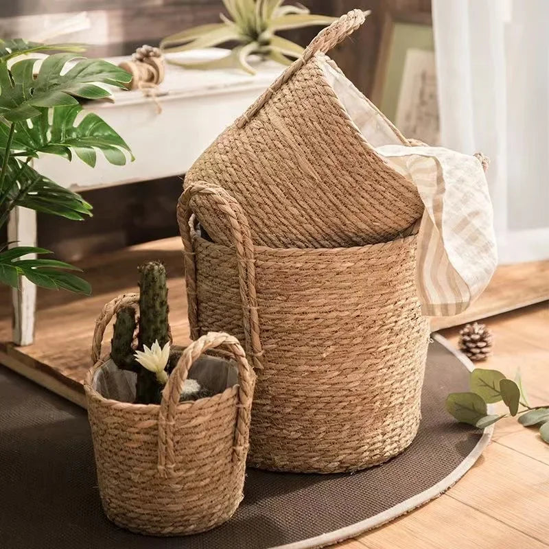 Natural Wicker Planter Basket  Flower Pot Rattan Straw Flower Basket For  Home Garden Decoration 20/25/30CM