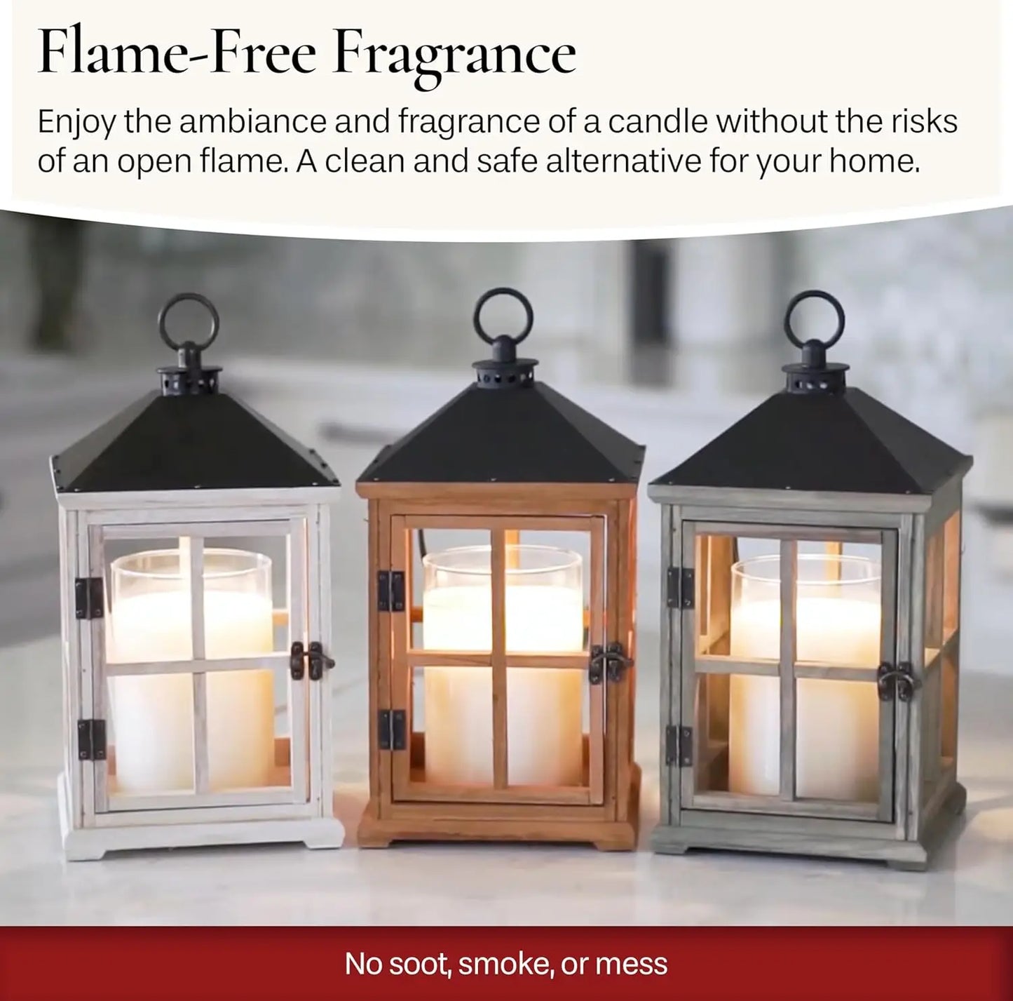 White Wooden Farmhouse Candle Warmer Lantern for Top-Down Warming & Flame-Free Fragrance
