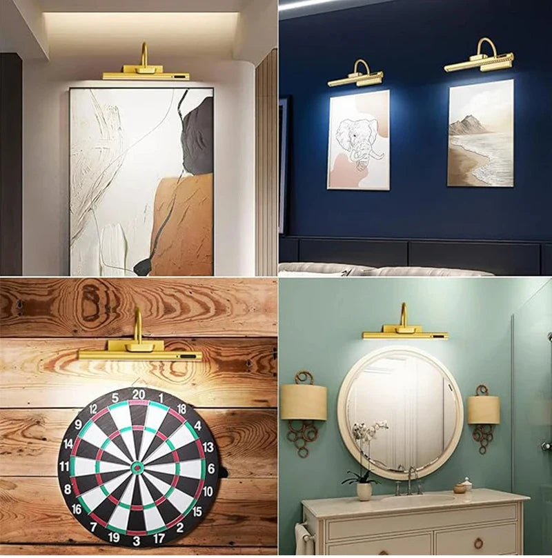 4000mAH Picture Wall Lamp LED Wireless Wall Light Tricolor Dimmable With Remote Art Display Rechargeable Battery Operated