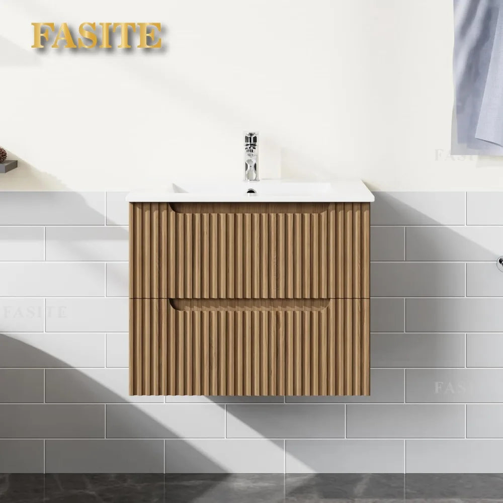 Postmodern Nordic Wall-Mount Bathroom Vanity With Basin Sink Floating Cabinet
