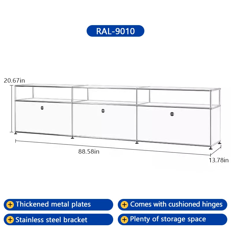 Storage Cabinet Stainless Steel Metal Sideboard Cabinet Dresser For Bedroom Modern Furniture