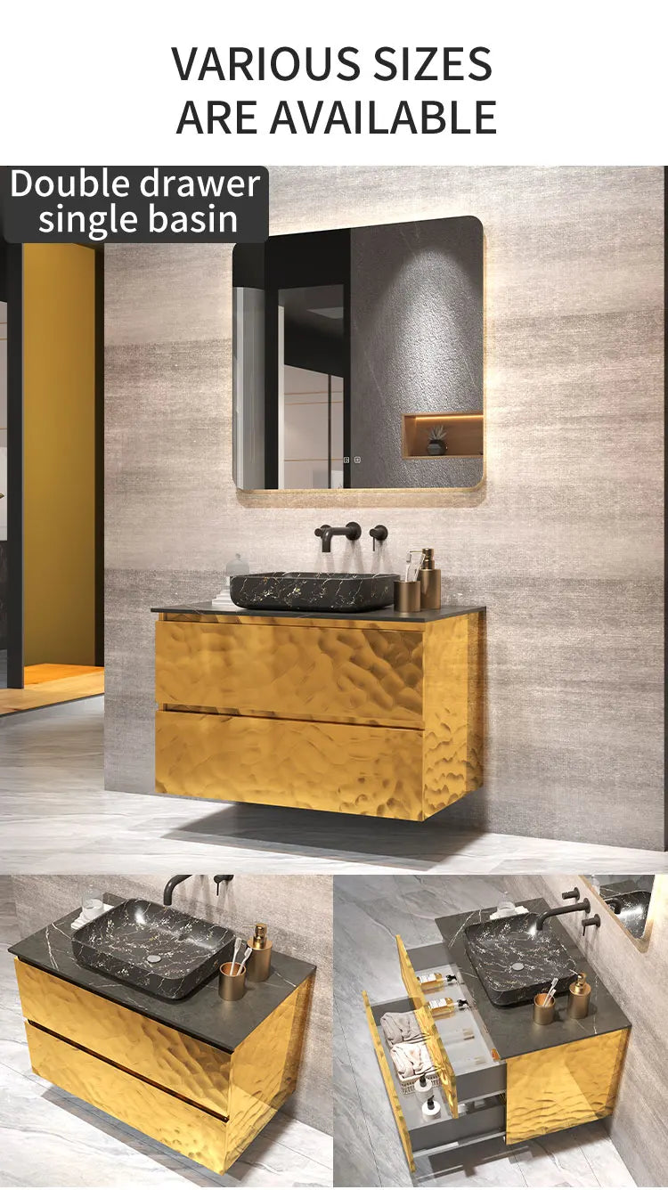 Luxury Gold Bathroom Vanity Wash Cabinet Marble Top Bathroom Cabinet Bathroom Vanity With Sink 36 Inch Customizable