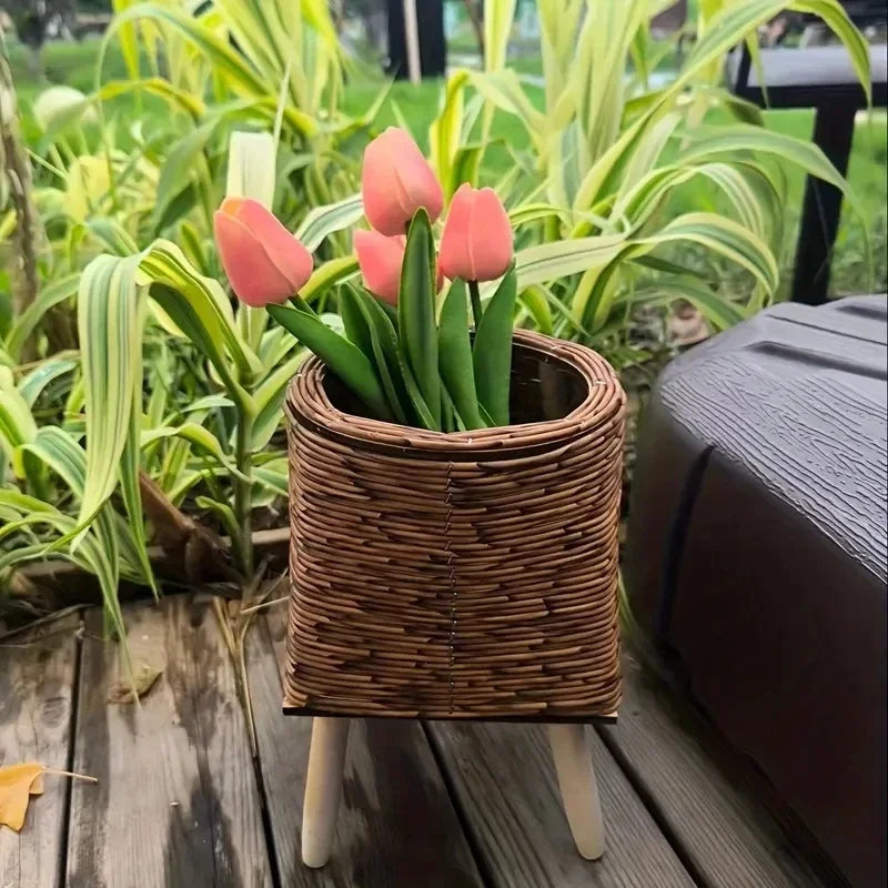 Creative Triangular Plastic Plant Stand - Perfect for Succulents & Small Plants, Desktop Flower Pot Holder