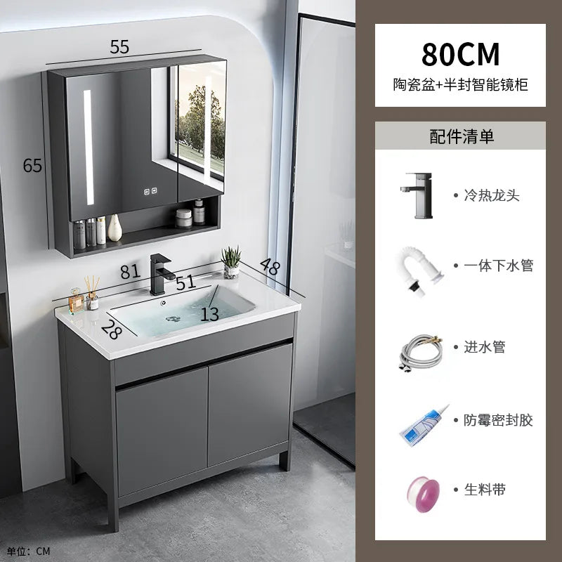 bathroom cabinet Combination bathroom Ceramic integrated double basin Deepening face washstand Customizable