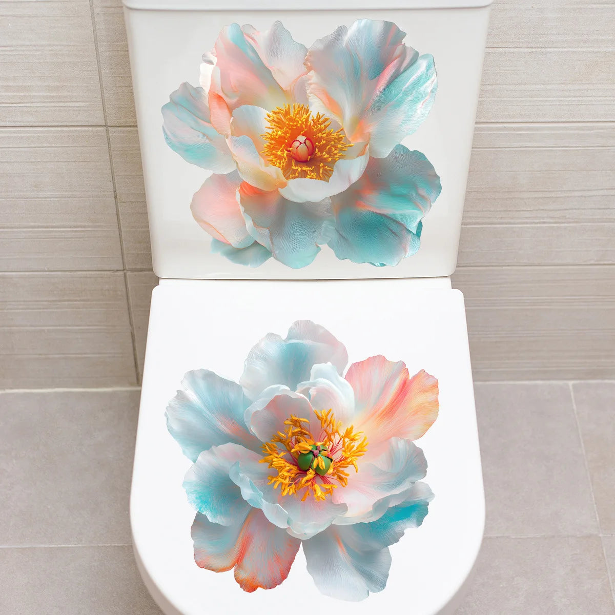Beautiful Golden Flower Toilet Sticker Bathroom Toilet Cover Decorative Sticker Waterproof Self Adhesive
