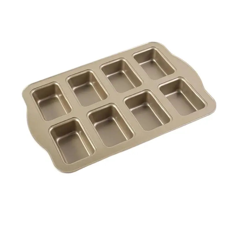 Non-Stick Baking Pan with 8 Molds, Home Use Mini Loaf Pans, Oven Compatible Toast, Muffin, and Cupcake Mold Baking Tools.