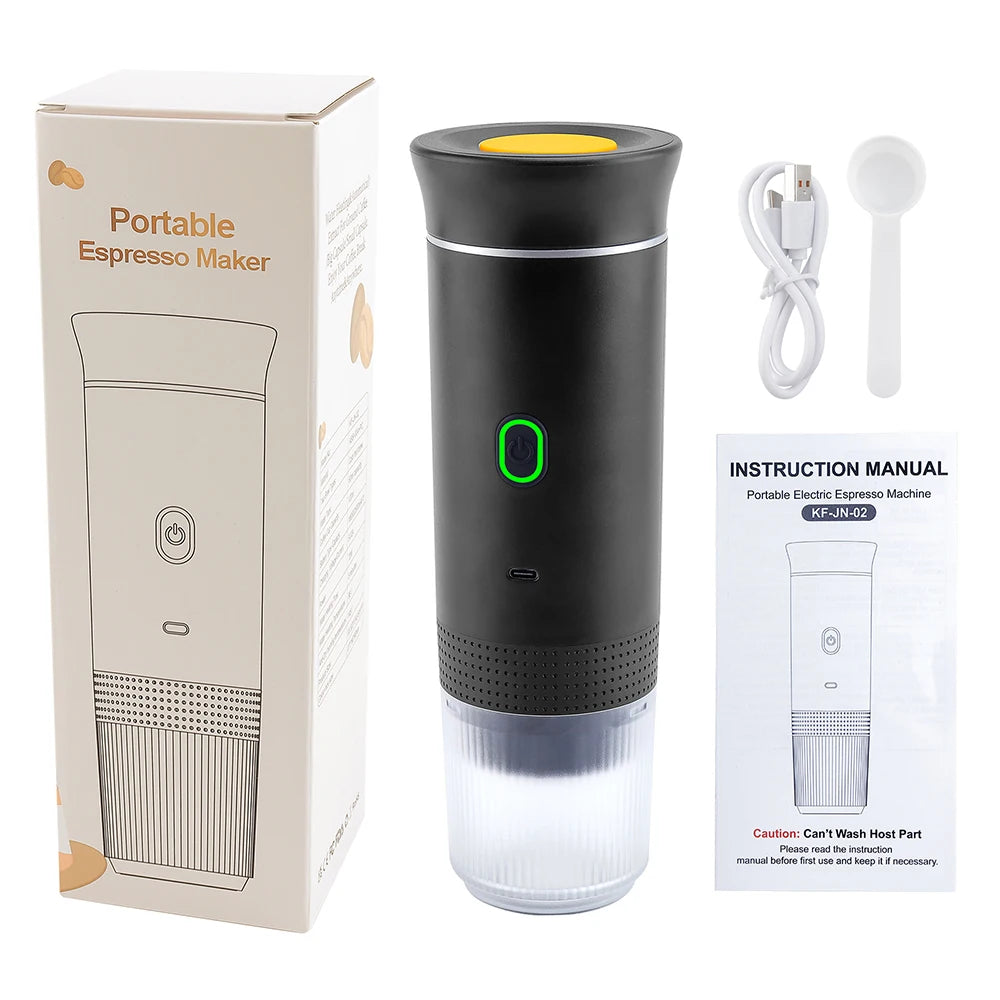 Wireless Electric Portable Espresso Coffee Machine for Car & Home Camping Coffee Maker 3-in-1 Capsule Powder Travel Coffee Maker