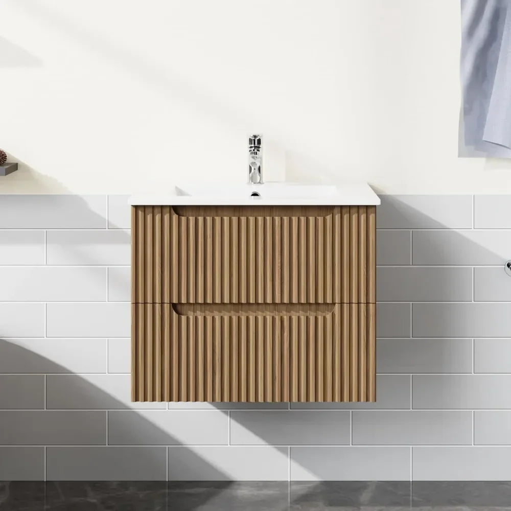 Postmodern Nordic Wall-Mount Bathroom Vanity With Basin Sink Floating Cabinet