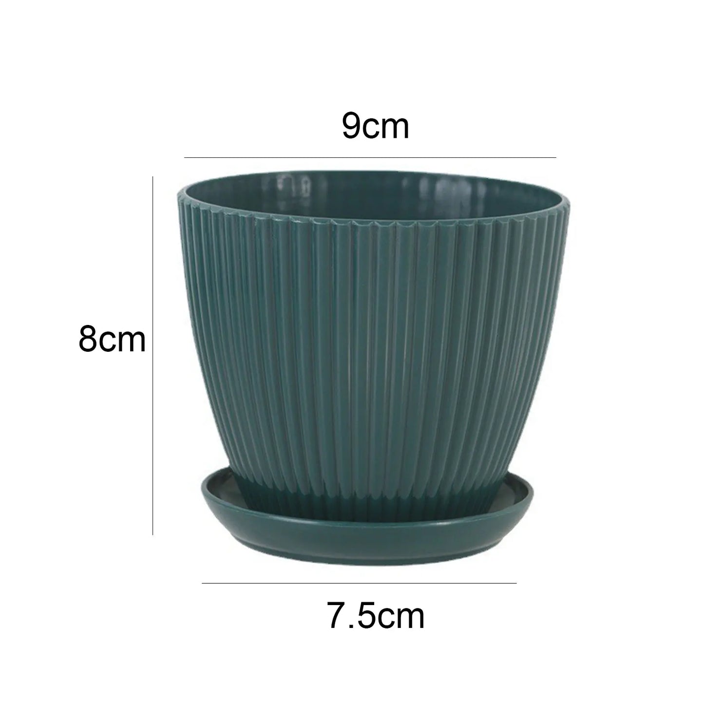 Plastic Flower Pot Succulent Plant Pot with Tray Green Dill Round Double Layer Small Flowerpot Home Office Desktop Decoration