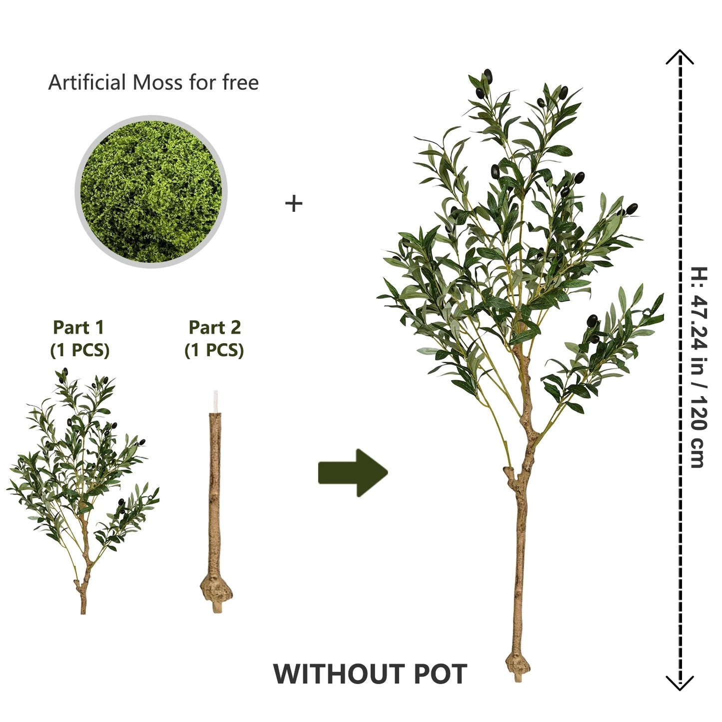 110-200CM Large Artificial Olive Plant tree Branches Without pot Faux plant Ornament indoor Faux Plant for Home garden Decor